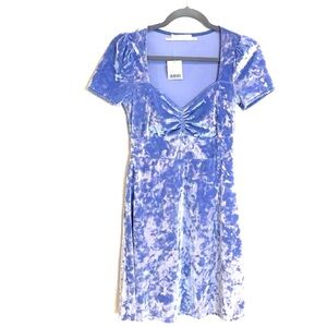 URBAN OUTFITTERS NWOT Blue Crushed Velvet Mini Dress